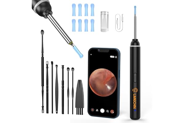 LMECHN Ear Wax Removal 1920P Wireless Ear Cleaner with Camera with 3.0mm Visual Ear Otoscope and 6 LED Lights Ear Scope for A