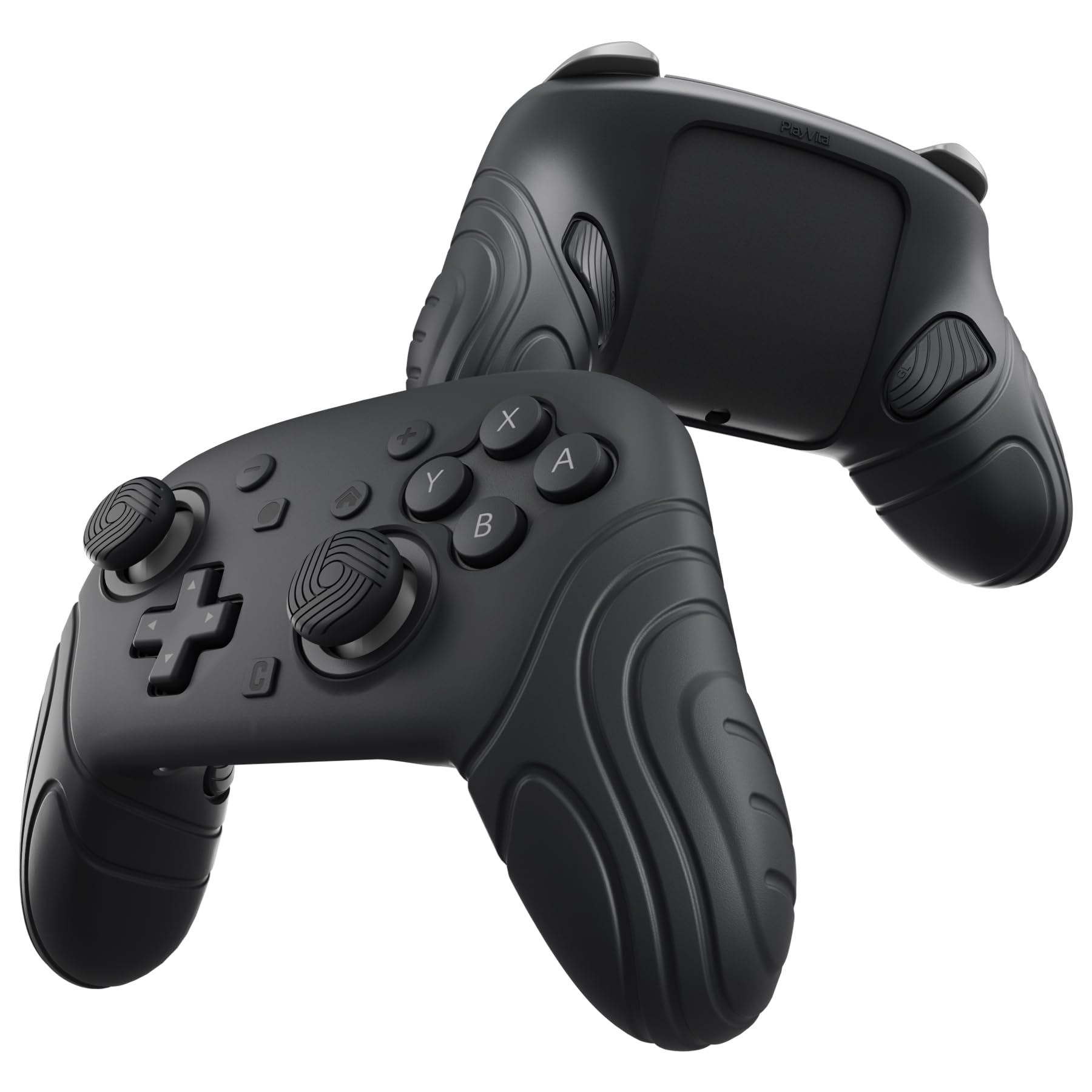 Photo 1 of playvital for Nintendo Switch 2 Pro Controller Silicone Cover – Samurai Edition Protective Skin Case for Switch 2 Pro Controller with Back Button Caps & Thumb Grips & Stickers, Shockproof - Black