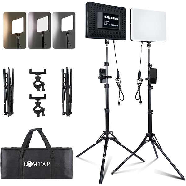 Light for Video Recording, Photography Lighting Kit Studio Lights with 6.5ft Stand, Phone Holder and Bag for TikTok, YouTube, Live Streaming, Podcast, Vlogging (LOMTAP)