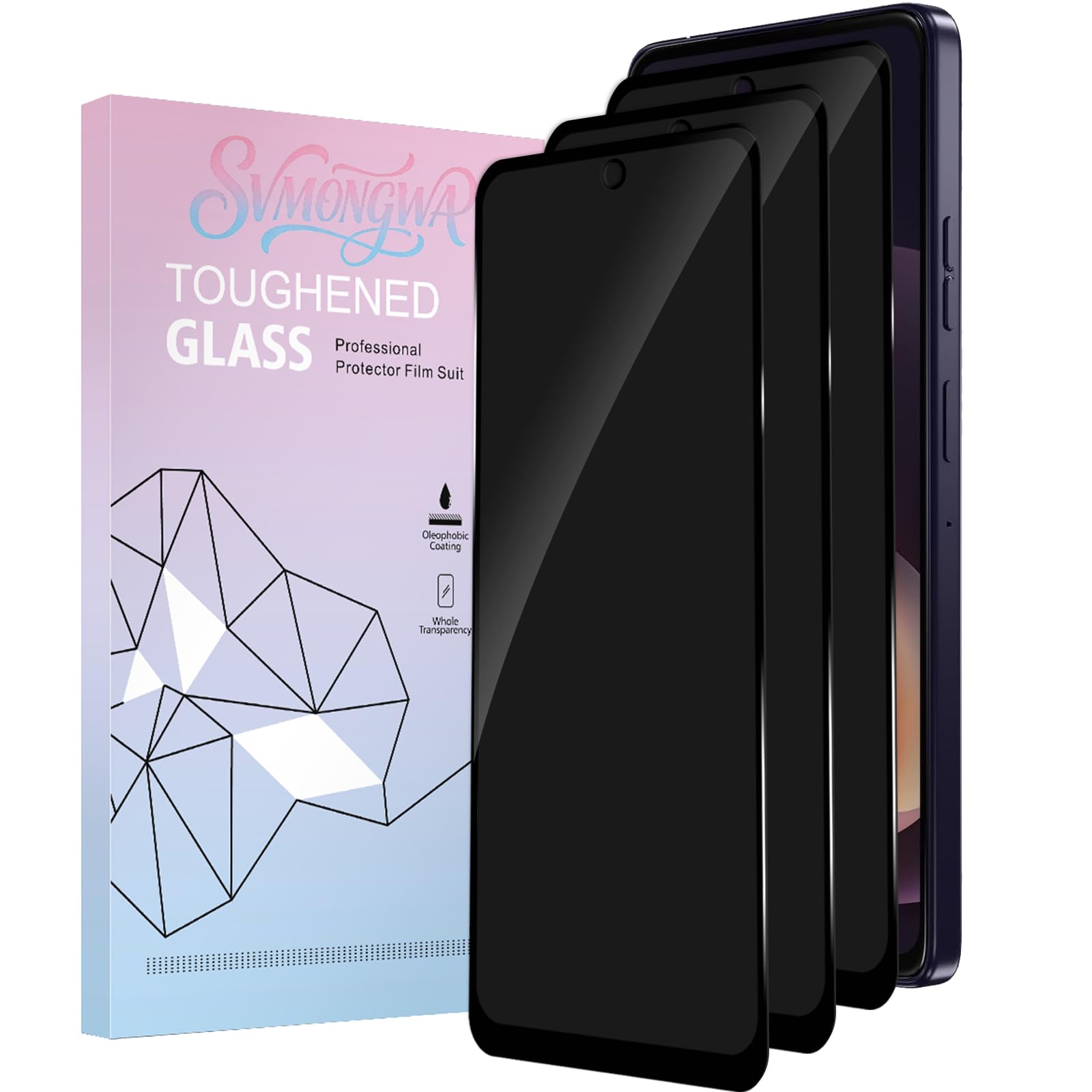 SVMONGWA 3 Pack Privacy Screen Protector for Motorola Moto G Play 2026/ G 5G 2026,Full Coverage Anti-Spy Tempered Glass Film,9H Hardness,Bubble Free,Easy to Install