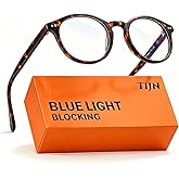 TIJN Blue Light Blocking Glasses Men Women,Vintage Round Frame Eyeglasses | Flexible Lightweight Frames,Red Orange Clear Lens for Computer Gaming Sleep Daily,Anti UV Blue-Ray Glare Screen Fatigue