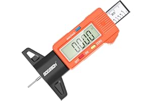 GODESON Tire Tread Depth Gauge - Large LCD Display/Zero Reset,1 Inch/25.4 mm Digital Tire Depth Gauge,Orange Tread Depth Gaug