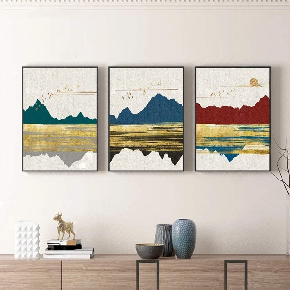 LAAL Modern Minimalist Rectangular Creative Personality Mural Paintings Abstract Pattern Of Light Bedroom Living Room Entrance Hall Decorative Painting 40 * 60cm * 3 Lighting