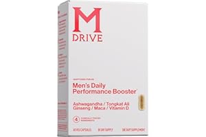 Mdrive Men's Daily Performance Complex Support Supplement for Men - Ashwaghanda, Tongkat Ali, Ginseng, Maca & Vitamin D, 60 Capsules, 30 Day Supply