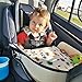 DMoose Kids Travel Tray, Toddler Car Seat Lap Activity Tray with Padded Comfort Base, Side Walls, Mesh Snack Pockets, Tablet Holder, Waterproof Car Seat, Stroller, Airplane Play and Learn Area (Black)