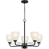 Minka Lavery 4885-66A Kaitlen Frosted Glass Chandelier, 5-Light 300 Total Watts, 21" H x 26" W, Coal