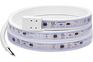 Maxxima 36 in. Hardwired LED Under Cabinet Strip Light, 1380 Lumens, 3000K Warm White, Kitchen and Living Room 120V White Cov