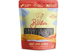 Beg & Barker Beef Liver Jerky for Dogs (4 Ounce, Pack of 1) - Dog Training Treats - Natural Dog Treats Made in The USA - Grain Free, Diabetic-Friendly, High Protein, Sugar-Free