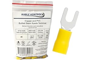 Kable Kontrol Insulated Fork Terminals PVC Spade Connectors – Copper - 12-10 AWG, 100 Pcs UL Listed – Marine Grade Electrical