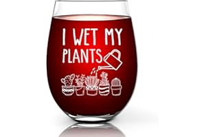 DOFOWORK Funny Wine Glass - Wine Glasses for Women Men, 17oz Cute Wine Glass, I Wet My Plants, Stemless Wine Glass Funny Gifts for Halloween, Christma, Thanksgiving, White Elephant Gifts, Funny Gag Gifts