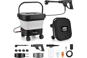 660PSI Portable Cordless Pressure Washer with Folding 3.4Gal Tank, 6-in-1 Nozzle, 7 Adjustable Pressure Levels, 7M Hose, Port