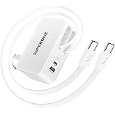 【Upgrade】 SUPERONE 4 in 1 Retractable Wall Charger with Dual USB C Cables, USB C Charger Block 78W Fast Charging, Retractable Phone Charger Wall Plug for iPhone 17/16/15/14/13, iPad, Samsung, Pixel