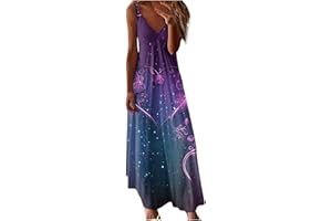 Cbcbtwo Summer Dresses for Women 2023,Sleeveless Boho Sundress Casual V-Neck Long Dresses Hawaiian Beach Dress for Vacation