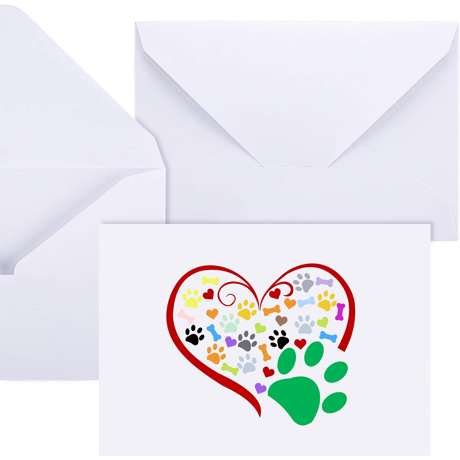 Photo 1 of Zonon 48 Pcs Paw Printed Note Cards Set 24 Thank You Note Cards Heart Paw Print Blank Greeting with 24 White Envelopes Animal Lovers Pet Shop Birthday Party(Colorful)