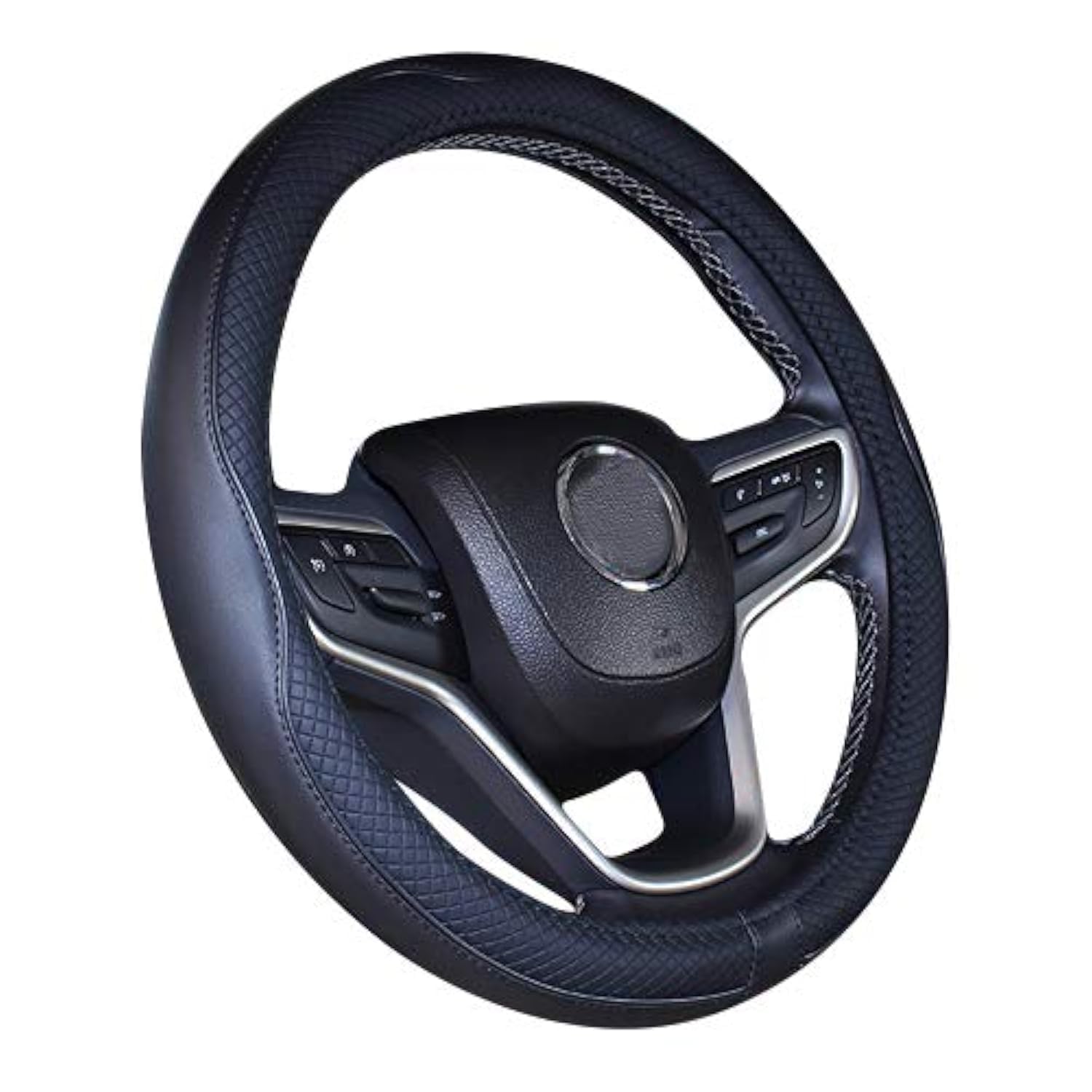 New Microfiber Leather Steering Wheel Cover for Truck Tundra (Black, 15.25''-16'')