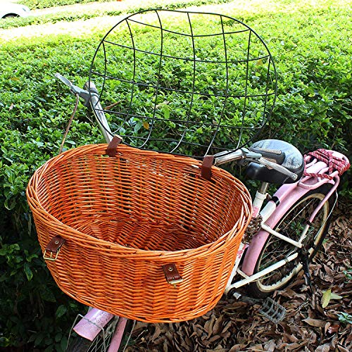 Dog Basket for Bike Bicycle Front Pet Cat Carrier Cage Willow Cage Hanging Basket Capacity12lbs - Thumbnail 4
