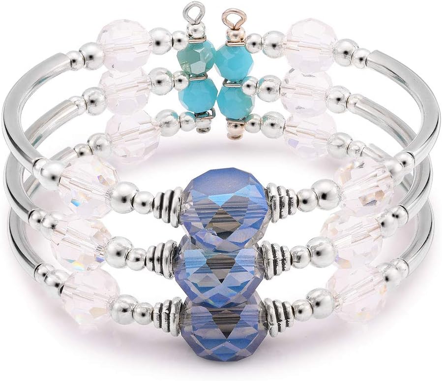 Cat Eye Jewels Layered Wrap Bracelet Gemstone Amethyst Crystal Lava Imitated Pearl Turquoise Tree of Life Charm Bangle Bracelets for Women Girls Boho Jewelry