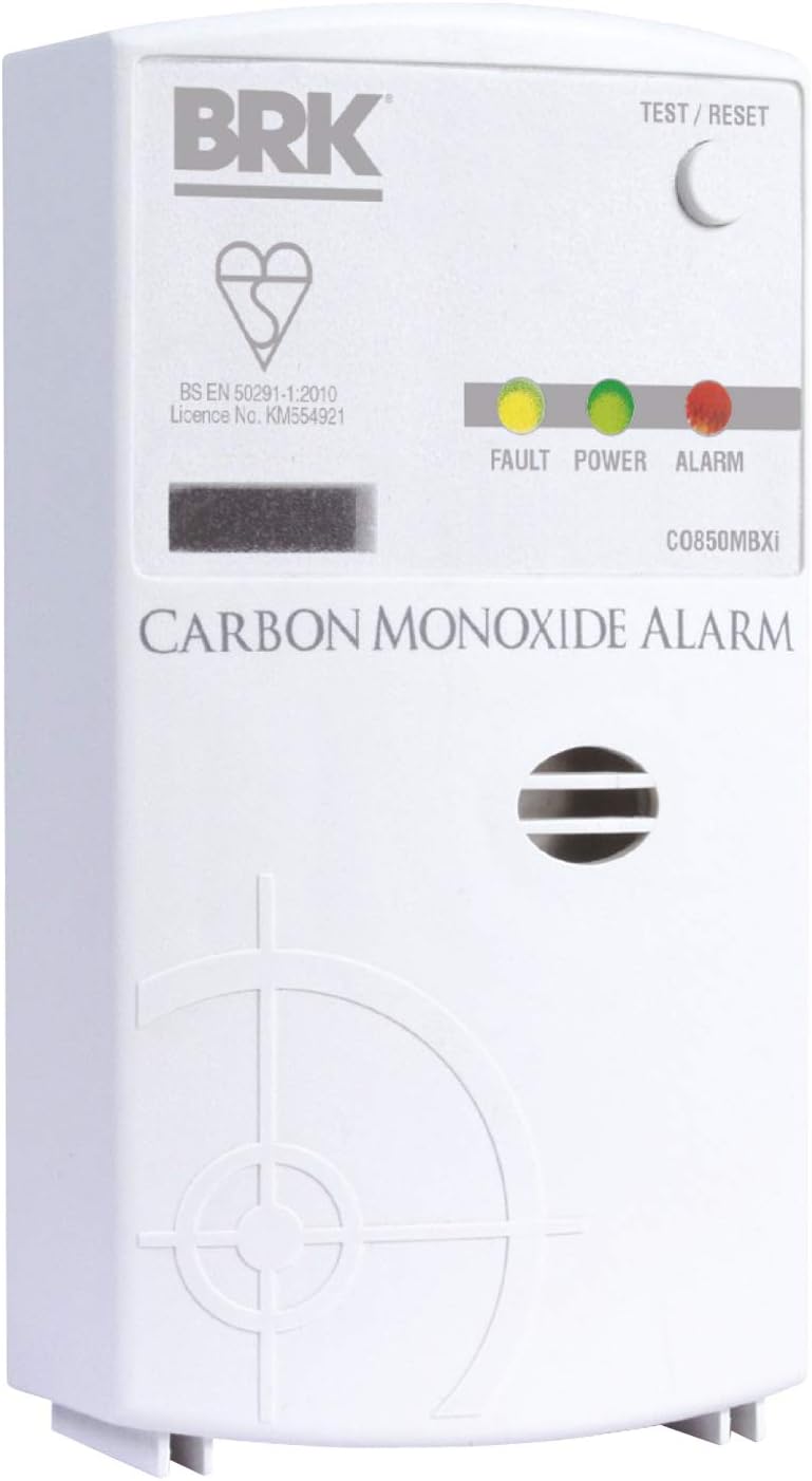 BRK CO850MBXi Carbon Monoxide Detector, Mains Powered with 9 V Battery