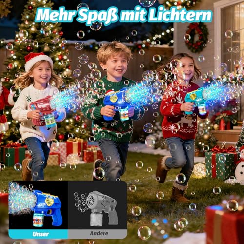Vansky Automatic Children's Bubble Gun for Party: Bubble Machine with LED Light & 110 ml Tank One Button Start Bubble Gun with 8000+ Soap Bubbles for Children's Birthday Parties (3+ Years)