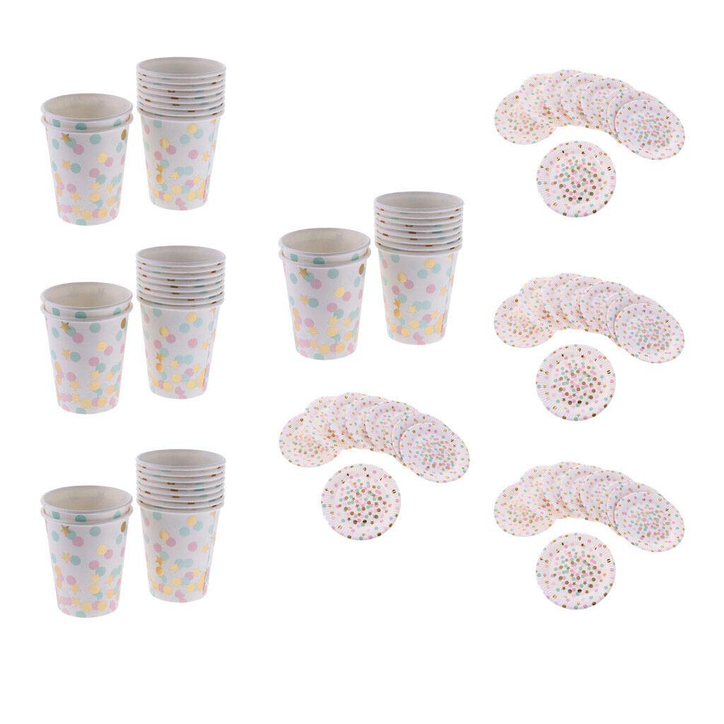 80Pcs Disposable Paper Cups Plate Home Party Tableware Drinking Vending Cup Beauty
