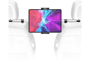 Car Tablet Holder, [Aluminum & Anti-Shake] Headrest iPad Holder, 360° Rotation Tablet Mount for Car Back Seat fit for iPad Pr