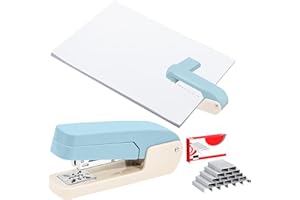 Stapler with 1000 Staples, Effortless Desktop Stapler, 25 Sheets Capacity, 360 Degree Rotate for Desk Offices Classroom (Blue