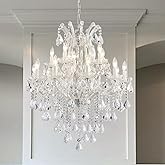 TMAFON Modern Chrome Chandelier Light Fixture - Luxury Maria Theresa Crystal Chandeliers for Dining Room, Kitchen Island, Liv