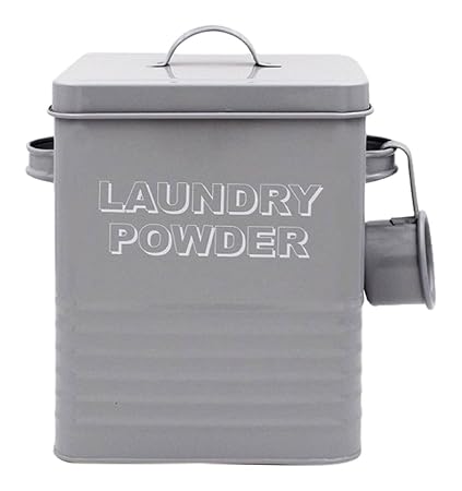 Lesser & Pavey New Sweet Home Laundry Powder Dose mit Schaufel, Metall, grau, 18 x 15 x 25 cm