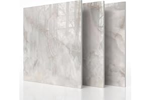 NAEIRON 10-Pack Peel and Stick Backsplash Tiles – Glossy PVC Wall Panels, Misty Gray Shower Tiles, 12" x 12" (9.68 Sq. Ft.), Waterproof Self-Adhesive for Bathroom & Kitchen, Realistic Marble-Like Finish