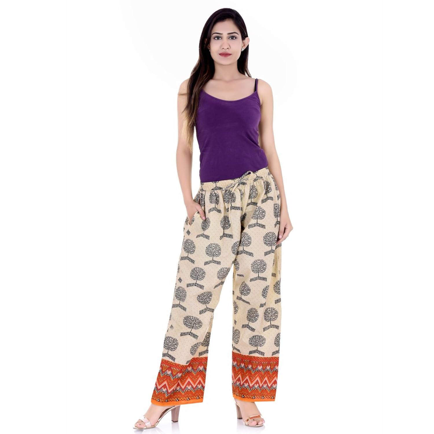 halowishes jaipuri cambric cotton printed straight pant palazzo- 196