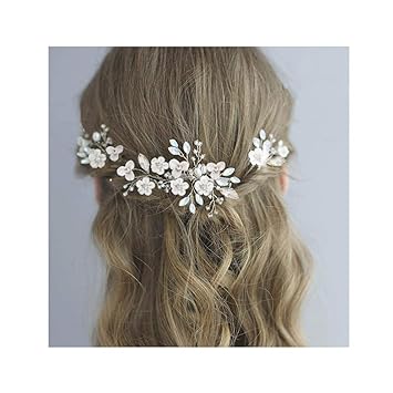 Amazon Com Campsis Bridal Wedding Hair Comb Silver Flower