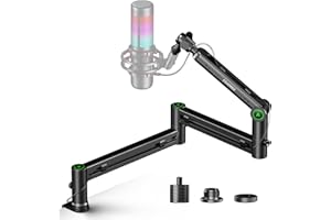Microphone Arm, Aokeo AK-58i Desk Low Profile Adjustable Mic Boom Arm Stand, Suitable For Blue Yeti, Snowball iCE, HyperX Qua