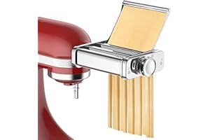 3-in-1 Pasta Attachment for KitchenAid Stand Mixer, Stainless Steel Pasta Maker for KitchenAid Mixer Attachments, Pasta Maker Includes Pasta Roller, Spaghetti & Fettuccine Cutter by Cofun