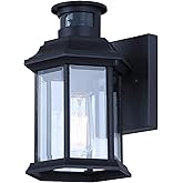 Harbor 1-Light Outdoor Wall Light 10-Inch Black with Clear Glass, Built-in Motion Sensor/Photocell, Classic Durable Outdoor L