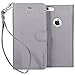 iPhone 6 Case, BUDDIBOX [Wrist Strap] Premium PU Leather Wallet Case with [Kickstand] Card Holder and ID Slot for Apple iPhone 6, (Grey)
