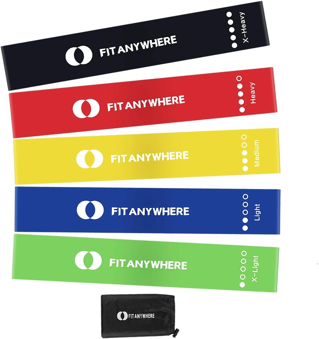 FITANYWHERE Resistance Loop Bands Exercise Bands for Home Fitness Legs and Butt Arms Workout Stretch Strength Training Yoga Physical Therapy Pilates Set of 5, 12" x 2"