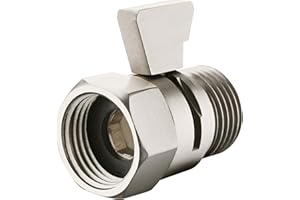 Shower Head Shut Off Valve, Arofa Brass Shower Flow Control Valve G1/2 Flow Pressure Regulator (Female and Male) Water Flow Restrictor for Handheld Shower, Bidet Sprayer, Brushed Nickel