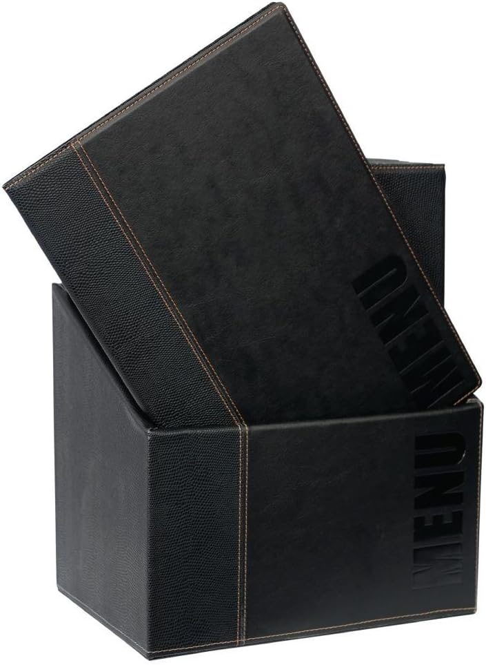 Contemporary Menu Holder Set - A4 Colour: Black. Pack quantity 20 with stand box.