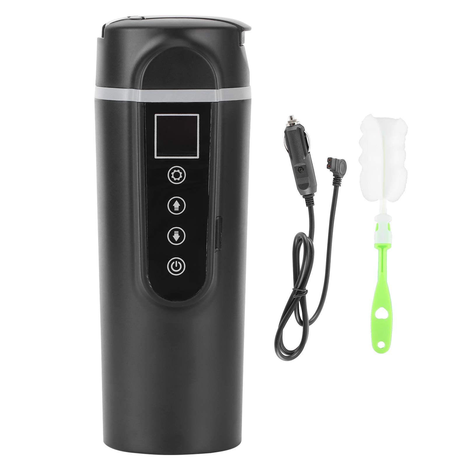 Heated Coffee Cup Travel Mug, Akozon Smart Temperature Control Travel Coffee Mug 500ml 12-24V Electric Heated Stainless Steel Car Cup 0-100℃ Adjustable,20-25 MIN Quick Heating