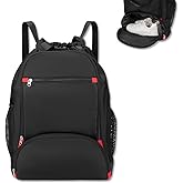 seyfocnia Drawstring Backpack,Gym Bags with Shoes Compartment Sports Gym Backpack Drawstring Bag Cinch Bag Swim Soccer Beach for Woman Men-Black