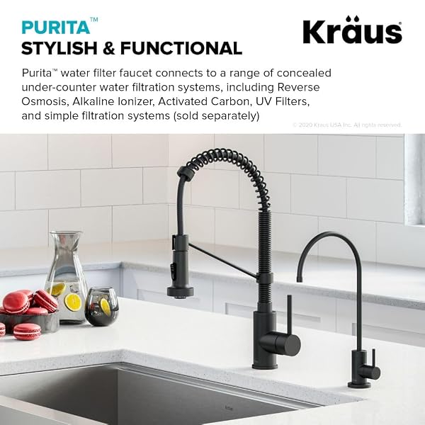 KRAUS PURITA 100% LEAD-FREE KITCHEN WATER FILTER FAUCET IN MATTE BLACK, FF-100MB