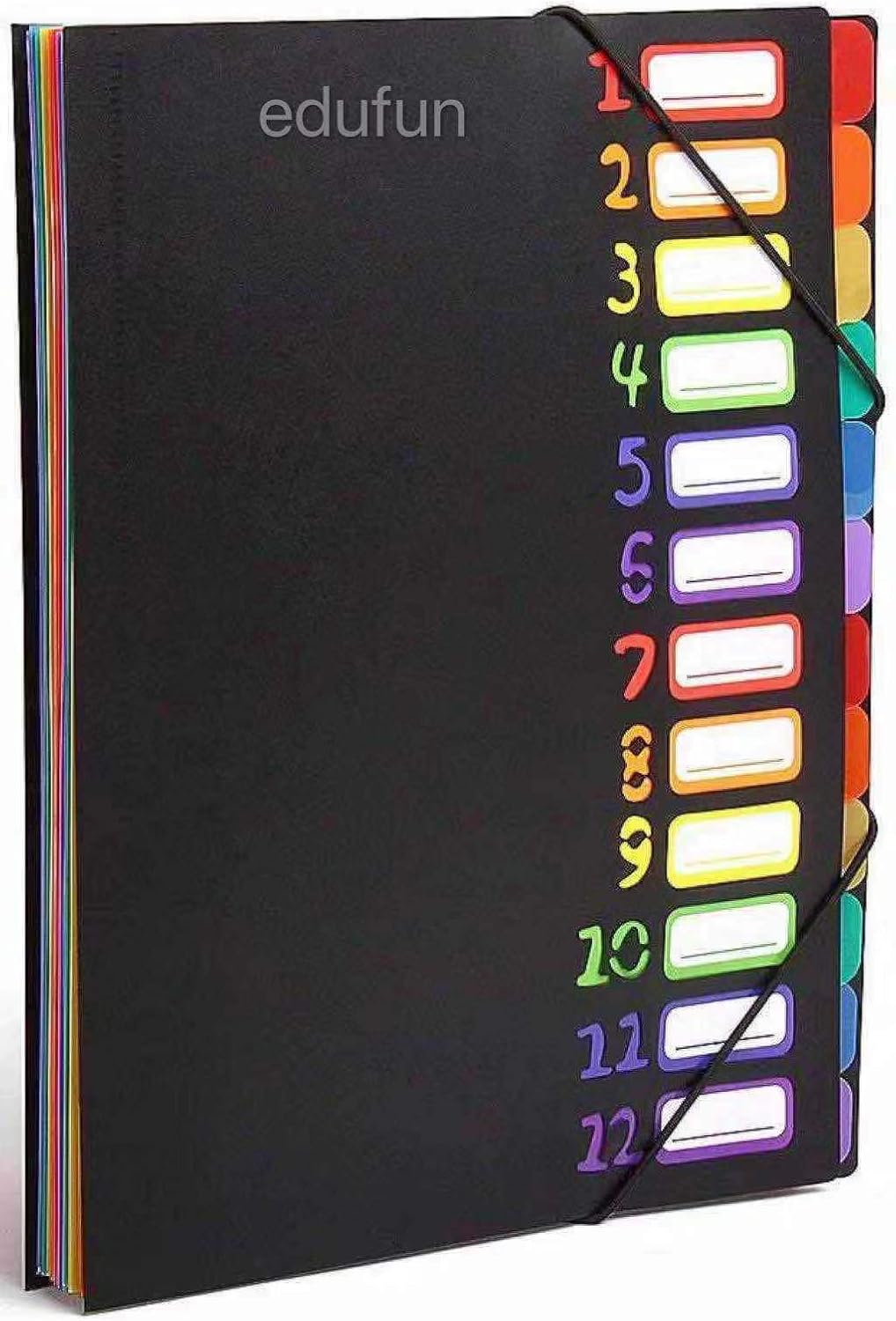 Edufun Expanding File Organizer 24 Pockets, Accordion Folders Letter Size Hold 240 Sheets, Assorted with Rainbow, Designed for Home, Office and School : Office Products