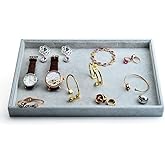 Oirlv Velvet Stackable Jewelry Trays Grids Rings Earrings Bracelet Watch Showcase Display Tray