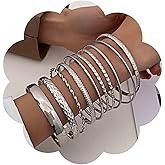 Allereyae Vintage Layered Bangle Bracelet Punk Stackable Bracelet Indian Multi Bangle Bracelet Set Gold Multi Layer Bracelet Jewelry for Women and Girls (Gold)