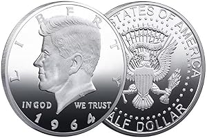 YIQILAFADA 1964 Kennedy Half Dollars Coin 50 Cents US Coin Replica Coin Uncirculated