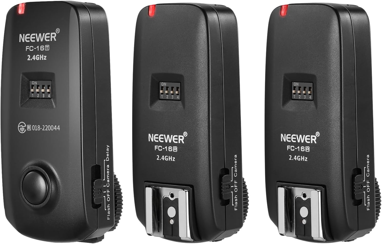 NEEWER FC-16 2.4G Wireless Camera Shutter Studio Flash Trigger with Two Receivers, Compatible with Nikon D7100 D7000 D5100 D5000 D3200 D3100 D600 D90 D800E D800 D700 D300S D300 D200 D4 D3S D3X D2Xs