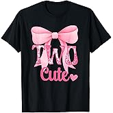 Baby Girl Two Cute Pink Bow 2nd Birthday Coquette 2 Year Old T-Shirt