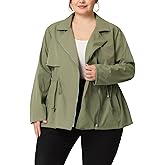 Agnes Orinda Plus Size Anorak Jackets for Women Drawstring Waist Trench Coat Utility Jacket with Pockets