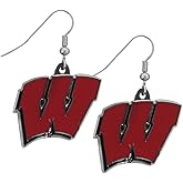 NCAA Siskiyou Sports Womens Wisconsin Badgers Chrome Dangle Earrings One Size Team Colors