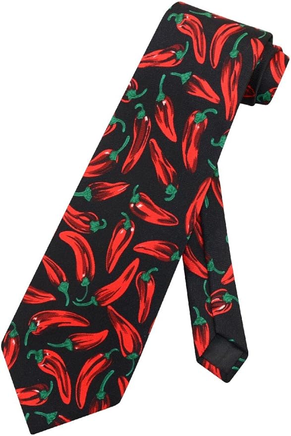 Red Chili Pepper NeckTie Hot Pepper Chilli Pepper Design Mens Neck Tie